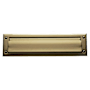 Baldwin Package Sized Spring Tension Brass Letter Box Plate with Hinged Interior Cover Vintage Brass