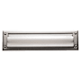 Baldwin Package Sized Spring Tension Brass Letter Box Plate with Hinged Interior Cover Lifetime Polished Nickel