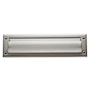 Baldwin Package Sized Spring Tension Brass Letter Box Plate with Hinged Interior Cover Lifetime Satin Nickel