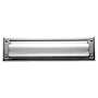 Baldwin Package Sized Spring Tension Brass Letter Box Plate with Hinged Interior Cover Polished Chrome