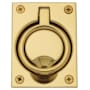 Baldwin 2-1/2 Inch x 3-5/16 Inch Flush Cabinet Pull Lifetime Polished Brass