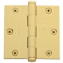 Baldwin 3-1/2" Wide Plain Bearing Square Corner Mortise Door Hinge from the Estate Collection - Single Hinge Vintage Brass