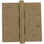 Baldwin 4" Wide Plain Bearing Square Corner Mortise Door Hinge from the Estate Collection - Single Hinge Vintage Brass