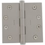 Baldwin 4" Wide Plain Bearing Square Corner Mortise Door Hinge from the Estate Collection - Single Hinge Lifetime Satin Nickel