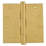 Baldwin 4" Wide Plain Bearing Square Corner Mortise Door Hinge from the Estate Collection - Single Hinge Satin Brass and Brown