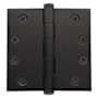 Baldwin 4" Wide Plain Bearing Square Corner Mortise Door Hinge from the Estate Collection - Single Hinge Satin Black