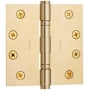 Baldwin 4" x 4" Solid Brass Square Corner Ball Bearing Mortise Hinge - Single Hinge Lifetime Polished Brass
