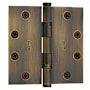 Baldwin 4" x 4" Solid Brass Square Corner Ball Bearing Mortise Hinge - Single Hinge Satin Brass and Black