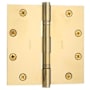 Baldwin 5" x 5" Solid Brass Square Corner Ball Bearing Mortise Hinge - Single Hinge Non-Lacquered Brass