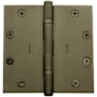 Baldwin 5" x 5" Solid Brass Square Corner Ball Bearing Mortise Hinge - Single Hinge Satin Brass and Black