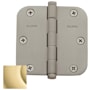 Baldwin 3-1/2" Wide Plain Bearing 5/8" Radius Corner Mortise Door Hinge from the Estate Collection - Single Hinge Non-Lacquered Brass