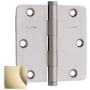 Baldwin 3.5" x 3.5" Solid Brass 1/4" Radius Corner Plain Bearing Mortise Hinge - Single Hinge Lifetime Polished Brass
