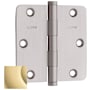 Baldwin 3.5" x 3.5" Solid Brass 1/4" Radius Corner Plain Bearing Mortise Hinge - Single Hinge Non-Lacquered Brass