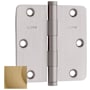 Baldwin 3.5" x 3.5" Solid Brass 1/4" Radius Corner Plain Bearing Mortise Hinge - Single Hinge Vintage Brass