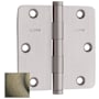 Baldwin 3.5" x 3.5" Solid Brass 1/4" Radius Corner Plain Bearing Mortise Hinge - Single Hinge Satin Brass and Black