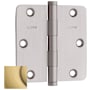 Baldwin 3.5" x 3.5" Solid Brass 1/4" Radius Corner Plain Bearing Mortise Hinge - Single Hinge Satin Brass and Brown