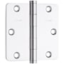 Baldwin 3.5" x 3.5" Solid Brass 1/4" Radius Corner Plain Bearing Mortise Hinge - Single Hinge Polished Chrome