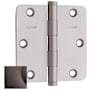 Baldwin 3.5" x 3.5" Solid Brass 1/4" Radius Corner Plain Bearing Mortise Hinge - Single Hinge Distressed Oil Rubbed Bronze