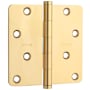 Baldwin 4" x 4" Solid Brass Plain Bearing 1/4" Radius Corner Mortise Door Hinge - Single Hinge Lifetime Polished Brass