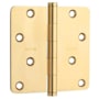 Baldwin 4" x 4" Solid Brass Plain Bearing 1/4" Radius Corner Mortise Door Hinge - Single Hinge Satin Brass and Brown