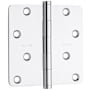 Baldwin 4" x 4" Solid Brass Plain Bearing 1/4" Radius Corner Mortise Door Hinge - Single Hinge Polished Chrome
