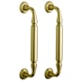 Baldwin Back to Back Richmond 11-3/4" Tall Handle Door Pulls with Rosettes and Through Bolt Lifetime PVD Satin Brass