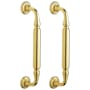 Baldwin Back to Back Richmond 11-3/4" Tall Handle Door Pulls with Rosettes and Through Bolt Lifetime Polished Brass