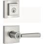 Baldwin Spyglass Single Cylinder Keyed Entry Lever Set and Square Deadbolt Combo with SmartKey from the Prestige Collection Satin Nickel