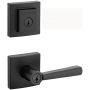 Baldwin Spyglass Single Cylinder Keyed Entry Lever Set and Square Deadbolt Combo with SmartKey from the Prestige Collection Matte Black