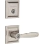 Baldwin Torrey Pines Single Cylinder Keyed Entry Lever Set and Low Profile Square Deadbolt Combo with SmartKey from the Prestige Collection Satin Nickel
