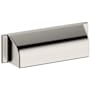 Baldwin Transitional 4 Inch Center to Center Cup Cabinet Pull from the Estate Collection Satin Nickel