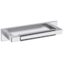 Baldwin Gramercy 4 Inch Center to Center Handle Cabinet Pull and Backplate from the Estate Collection Polished Chrome