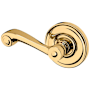 Baldwin 5103 Left Handed Non-Turning One-Sided Dummy Door Lever with 5048 Rose from the Estate Collection Non-Lacquered Brass