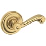 Baldwin 5103 Left Handed Non-Turning One-Sided Dummy Door Lever with 5048 Rose from the Estate Collection Lifetime Satin Brass