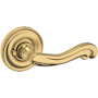 Baldwin 5108 Privacy Door Lever Set with 5048 Rose from the Estate Collection Lifetime Satin Brass