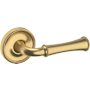 Baldwin 5118 Left Handed Non-Turning One-Sided Dummy Door Lever with 5076 Rose from the Estate Collection Lifetime Satin Brass