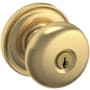 Baldwin 5205 Single Cylinder Keyed Entry Door Knob Set with 5048 Rose from the Estate Collection Lifetime Satin Brass