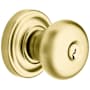 Baldwin Classic Style Keyed Entry Door Knob Set with Classic Rosette the Emergency Exit Function Lifetime PVD Satin Brass