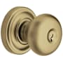 Baldwin Classic Style Keyed Entry Door Knob Set with Classic Rosette the Emergency Exit Function Vintage Brass
