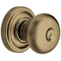 Baldwin Classic Style Keyed Entry Door Knob Set with Classic Rosette the Emergency Exit Function Satin Brass and Black