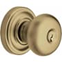 Baldwin Classic Style Single Cylinder Keyed Entry Door Knob Set with Classic Rosette from the Estate Collection Vintage Brass