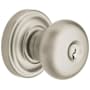 Baldwin Classic Style Single Cylinder Keyed Entry Door Knob Set with Classic Rosette from the Estate Collection Lifetime Satin Nickel