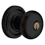 Baldwin Classic Style Single Cylinder Keyed Entry Door Knob Set with Classic Rosette from the Estate Collection Satin Black
