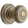 Baldwin Colonial Reversible Non-Turning Two-Sided Dummy Door Knob Set with Classic Rosette from the Estate Collection Satin Brass and Black