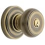 Baldwin Colonial Style Single Cylinder Keyed Entry Door Knob Set with Classic Rosette from the Estate Collection Satin Brass and Black