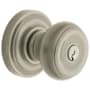 Baldwin Colonial Style Single Cylinder Keyed Entry Door Knob Set with Classic Rosette from the Estate Collection Lifetime Satin Nickel