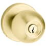 Baldwin Modern Style Single Cylinder Keyed Entry Door Knob Set with Modern Rosette for Thicker Doors from the Estate Collection Lifetime PVD Satin Brass