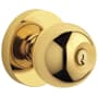 Baldwin Modern Style Single Cylinder Keyed Entry Door Knob Set with Modern Rosette for Thicker Doors from the Estate Collection Lifetime Polished Brass