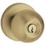 Baldwin Modern Style Single Cylinder Keyed Entry Door Knob Set with Modern Rosette for Thicker Doors from the Estate Collection Vintage Brass