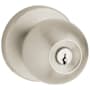 Baldwin Modern Style Single Cylinder Keyed Entry Door Knob Set with Modern Rosette for Thicker Doors from the Estate Collection Lifetime Satin Nickel